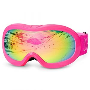EXP VISION Masque de Ski pour Enfant 2 &agrave; 14 Ans Lunette Ski Masque Ski OTG de Gar&ccedil;on ou Fille Anti-UV Antibu&eacute;e Compatible avec Casque Lunettes de Neige (TOP OutdoorSports, neuf)