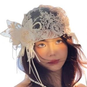 Ornement de cheveux de mari&eacute;e antique en dentelle motif fleur bandeau confortable accessoire de coiffure de mari&eacute;e pour occasion sp&eacute;ciale photographie ornement de mari&eacute;e (JIACUO, neuf)