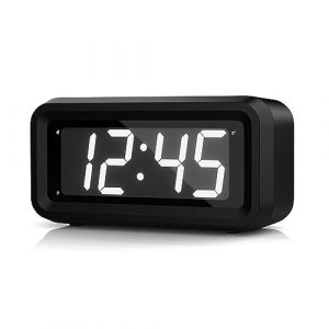KWANWA Réveil Numérique, Horloge Numérique Pile,Reveil a Piles Luminosité Réglable, Snooze, 12/24H, Reveil Matin Non Ticking Reveil Gros Chiffres Enfants et Adultes EJ11 Affichage Blanc 11.5x8x6.6 (EJIA-EU, neuf)