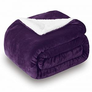 SOCHOW Couverture double face douillette extra épaisse et chaude en Sherpa, couverture polaire super douce pour canapé ou salon, 150 x 200 cm, aubergine (Sochow Blanket EU, neuf)