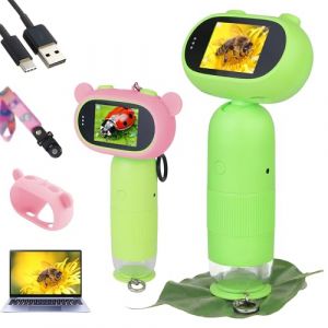 Microscope pour Enfants avec Ecran IPS 2,0" Grossissement 500X-1000X avec 8 lumières LED USB-C Recharge Microscope Portable pour Adultes/Enfants Compatible avec Mac/Windows (HAONAIMO, neuf)