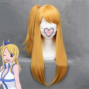 Perruque de cosplay Fairy Tail Lucy Heartfilia - Perruque de cosplay - Longue fibre haute température - Avec queue de cheval - Taille XS (GUANBAIJI1982, neuf)