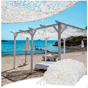 DGSFES Filet Camouflage Blanc Renforcé,Filet De Protection Solaire De Chasse,Filet De Camouflage Décoratif Militaire,Filet Camouflage Photographie Animalière,Protection Jardin,4X13m (DGSFES, neuf)