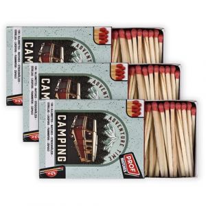 PROF Lot de 3 Boîtes de 100 Allumettes, Longueur 5,5 cm, 300 Chef Matches, Allume-feu, Compactes et Pratiques pour Cuisine, Bougies, Anniversaire, Camping, Barbecue, Extérieur, Survie, 41806004 (M & L France, neuf)