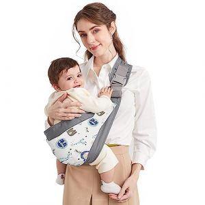 Mumgaroo &Eacute;charpe de Portage, Porte B&eacute;b&eacute;, Naissance Confortable en Coton Pour Nouveau-n&eacute; Jusqu'&agrave; 15 kg, pour Bebe de 0 &agrave; 36 mois (Gris et blanc) (Wusuliau, neuf)