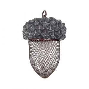 Mangeoire &agrave; oiseaux en m&eacute;tal en forme de gland - Distributeur de nourriture &agrave; suspendre pour ext&eacute;rieur - Mangeoire pour oiseaux sauvages - Mangeoire &agrave; suspendre pour jardin, cour, ext&eacute;rieur (marron) (KeHongUS, neuf)