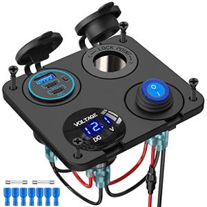 Panneau d'interrupteur &agrave; Bascule Chargeur USB Voltm&egrave;tre LED Sasquatch Lights Wench Power Feux arri&egrave;re Interrupteur on Off Panneau d'interrupteur &agrave; Bascule &eacute;tanche pour Voitures 12 V, camions, Bateaux (Autuojing, neuf)