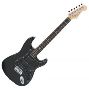 Rocktile Pro ST60-BK Guitare Électrique Tout Noir – Corps Acajou, Humbucker & Single-Coil Pickups, incl. Câble Guitare, Levier Tremolo & Clé Allen – Idéal pour Débutants et Confirmés (Maison de la musique Kirstein, neuf)