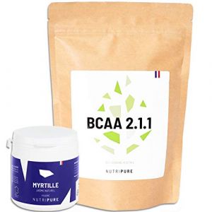 Nutripure | BCAA 2.1.1 Vegan 100% pur | Myrtille | Origine Naturelle & Végétale | Acides Aminés Essentiels Idéals pour la Musculation et l'Endurance pendant l'Effort | 220gr | Made in France (NUTRIPURE, neuf)