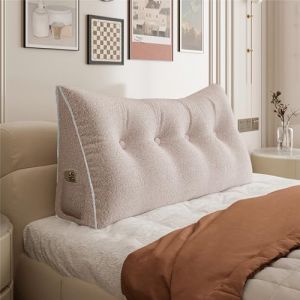 Rucener Grand coussin triangulaire, pour tête haute, pour lit, parfait comme coussin pour regarder la télévision et lire, disponible en plusieurs tailles, rose clair, 140 cm (Rusen LTD, neuf)