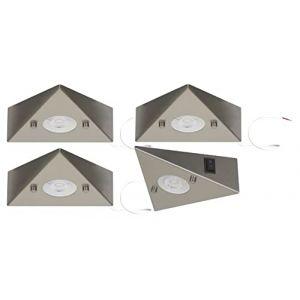 Trango Lot de 4 6739-42 éclairage sous meuble de cuisine avec module LED 4x 4,8 watts 3000K blanc chaud *COOK* lumière encastrée - spot encastré en acier inoxydable - interrupteur - lumière de meuble (Trango-Brilon, neuf)