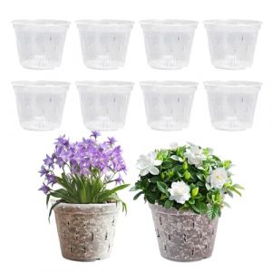 Xmart 10 Pièces Pot Transparent Orchidée Pots de Fleurs 11cm Pot Plastique Plante avec Trous de Drainage Pots Orchidee pour Bureau de Balcon Intérieur et Extérieur (MEIZHEN, neuf)