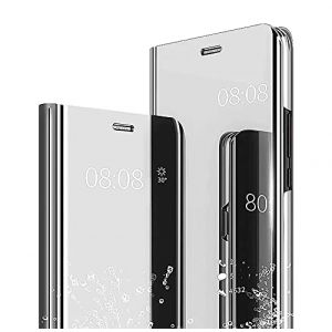 YKNIUFLY Housse &eacute;tui pour Honor 200 Coque, Mirror Case Anti-Rayures Anti-Choc Housse de Protection Clear View Cover, &Eacute;tui Cover pour Honor 200.(Argent) (YKNIUFLY, neuf)