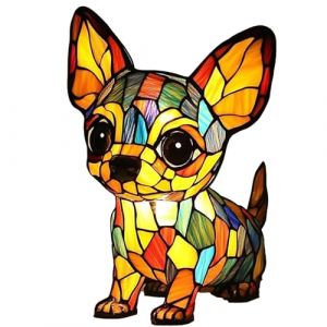 JSvsza Lampe LED Artisanale en R&eacute;sine - Collection Chiens Mignons (Corgi/Bouledogue/Carlin) - Veilleuse d&rsquo;Ambiance avec &Eacute;clairage Chaud - D&eacute;coration Vintage, Chihuahua (JCCBAIHUOD, neuf)