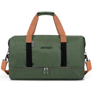 Vllcsla Sac de Weekend Homme Imperméable, 32,2 L, Sac de Sport de Voyage Homme Imperméable, Sacs de Week-End Grand avec Compartiment à Chaussures, Poche Humide, Sacs de Bagage pour Natation, Vert (Eco Memos, neuf)
