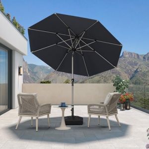 PURPLE LEAF Parasol de Jardin Extérieur Inclinable 2,7 m Rond, Parasol Droit avec Châssis en Aluminium Champagne, Parasol Balcon Toile UPF 50+ pour Jardin Terrasse Patio Piscine, Gris (PURPLE LEAF, neuf)