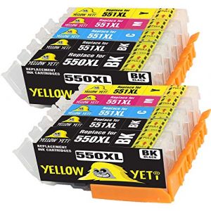 YELLOW YETI Remplacement pour Canon PGI-550XL CLI-551XL 10 Cartouches d'encre compatibles pour Canon Pixma iP7250 MX925 MG6350 MG5450 MG5550 MG5650 MG6450 MG6650 MG7150 MG7750 iX6850 iP8750 MX725 (SOKANA, neuf)