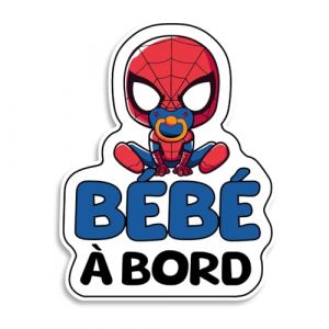 Bebe a bord voiture, B&eacute;b&eacute; Superh&eacute;ro Araign&eacute;e, Sticker bebe a bord R&eacute;sistants aux UV et Waterproof, Autocollant B&eacute;b&eacute; a Bord Facile &agrave; Appliquer, Autocollant pour Voiture (Albastov, neuf)