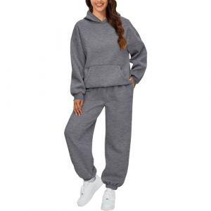 Femmes Combinaison De Sport Ensemble Complet De Fitness Sweat À Capuche Et Jogging Pantalon De Sport Complet Coton Femmes Suite À Manches Longues Gym Hiver Survêtement 2 Pièces, 01 gris foncé, L (howQuiw, neuf)