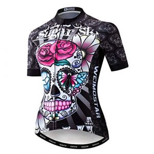 Maillot de cyclisme &agrave; manches courtes pour femme Motif t&ecirc;te de mort (ruichengxianyonglejieleizizhuanghuangcailiaodian, neuf)