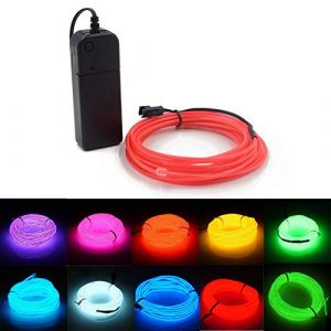 Kmruazre Fil EL Lumineux Néon Alimenté par Pile - Pack de Fil Électroluminescent Haute Luminosité pour Décoration de Fête/Halloween/Noël (3m/9ft, Rose) (Kmruazre-fr, neuf)