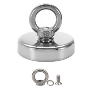 1pcs Aimant Puissant, Aimant à œillet En Néodyme, Aimant de Pêche Super Puissant, Super Forte Crochet Magnétique Magnétique Magnétique, Rond Magnétique, pour Pêche à L'aimant, Récupération de Rivière (LIYANHO, neuf)