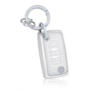 OFF WE GO Etui Cles Coque Cl&eacute; &Eacute;tui Cl&eacute;s Porte Cl&eacute; pour Citro&euml;n C2 C3 C4 C5 Berlingo Grand Picasso Peugeot 207 307 407 208 308 408 Boitier Cl&eacute; Voiture avec Porte-cl&eacute;s Protecteur Cl&eacute; Voiture, Blanc (OFF WE GO, neuf)