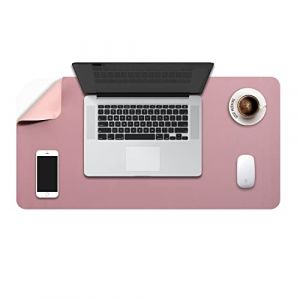 DOBAOJIA Sous-Main Bureau, Tapis de Bureau, Tapis de Clavier et Souris, Tapis de Portable, Pad &Eacute;criture, Mouse Pad XL, pour Bureau/Maison/Gaming, Double Face en Cuir PU 70 x 35cm (Rose Fonc&eacute;/Rose) (DOBAOJIA, neuf)