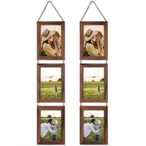 EYMPEU Cadres Photo 10x15 Marron Collage Triple Ensemble Suspendu, 6 Cadres 10x15 Rustique Verticaux pour Afficher Des Photos, Des Postales, Des Affiches (wall-artist EU, neuf)