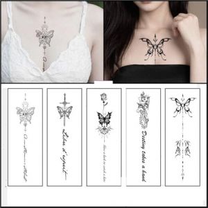 Tatouage temporaire, faux tatouage papillon sur la poitrine, technique de tatouage, imperméable, réaliste, sans colle, autocollant artistique non réfléchissant pour adulte(5pcs) (CHJWEIHHERT, neuf)