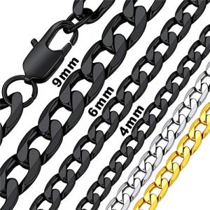 Bandmax Chaîne Hip Hop Homme Longue 76cm Collier Maille Gourmette Noir 6mm Rapper Chain (Bandmax Direct, neuf)