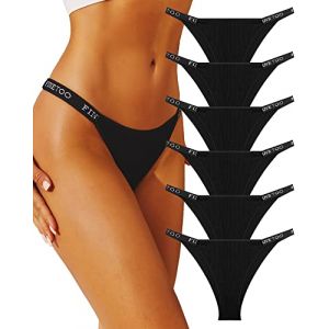 FINETOO Lot de 6 Slips br&eacute;siliens Femme Coton sous-v&ecirc;tements Femme Set Br&eacute;sil Slip Sport Hipster Sexy Panties Multipack S-XL (FINETOO Underwear, neuf)
