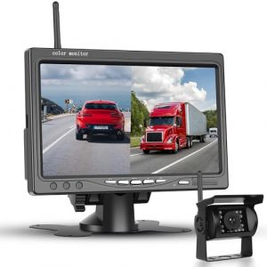 Rimoody Kit de Cam&eacute;ra de Recul sans Fil 7 Pouces IPS HD Monitrice avec Cam&eacute;ra, Cam&eacute;ra de Recul avec BSD &Eacute;tanch&eacute;it&eacute; IP68 Vision Nocturne Super Grand Angle pour Camion Buses Remorques Camping 12V-36V (Rimoody Tech, neuf)