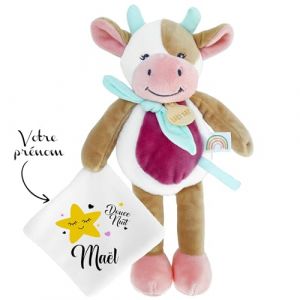 KDO MAGIC - Doudou personnalisé - Personnalisable avec Un prénom - Peluche personnalisée - Cadeau Naissance, garçon, Fille, bébé, Anniversaire (Étoile Jaune, Vache) (KDO-MAGIC, neuf)
