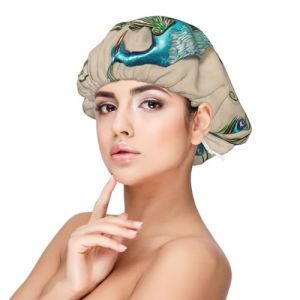 Motif paon imprimé,Bonnet de nuit en satin pour adulte - Bonnet de nuit élastique pour femme, couvre-cheveux de nuit (lfjshop, neuf)