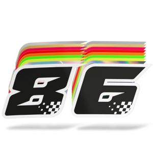 ERREINGE Autocollant Num&eacute;ro de Course Personnalis&eacute; | Sticker pr&eacute;d&eacute;coup&eacute; | Compatible pour pare-brise, capot de voiture, lunette arri&egrave;re, car&eacute;nage moto, v&eacute;lo, casque, tuning, piste (25 cm) (erreinge, neuf)