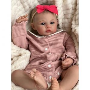 DOYSDJH Poup&eacute;e R&eacute;aliste, 45 Cm Bebe Reborn, Vinyle Silicone Souple Poup&eacute;e Reborn Corps Silicone Rose, Gar&ccedil;ons Filles Cadeau De Jouet Style Classique, Poupee Reborn Fille pour Enfants 3 Ans Et Plus (JHdolls, neuf)