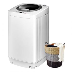 SOARS Mini Machine à Laver avec Essoreuse, Machine à Laver Automatique Jusqu'à 3,5 KG, avec 6 Modèles, Pompe de Vidange, Écran, Machine à Laver Toploader, 43 X 43 X 75 CM, Blanc (Magichome24, neuf)