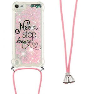 Collier Coque pour iPod Touch 5 / iPod Touch 6,Glitter Paillette Brillante Quicksands Liquide Transparente Silicone TPU Case Housse avec Cordon Collier Tour de Cou pour iPod Touch 5,YB GS Dream (LEMAXELERS, neuf)