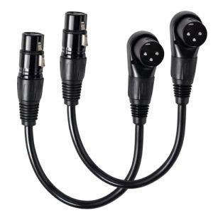BTFO 2pcs C&acirc;ble XLR Angle Droit, Adaptateur XLR M&acirc;le &agrave; Angle R&eacute;glable vers Femelle Droit 90 Degr&eacute;s pour &Eacute;quipement Audio Tables de Mixage Enregistreurs (Noir, 30cm) (Bai Yun, neuf)