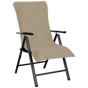 Brandsseller Housse en &Eacute;ponge pour Chaise de Jardin 65x130 cm &ndash; Coussin de Si&egrave;ge d'Ext&eacute;rieur en Coton 100% &ndash; Serviette XL Confortable, Antid&eacute;rapante, Lavable, Certifi&eacute;e Oeko-Tex &ndash; Taupe/Gris (brandsseller, neuf)