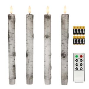 Fanna Lot de 4 Bougies Led Bouleau, Bougie Chandelier Led avec Telecommande pour Noël, H25cm (KingScope, neuf)