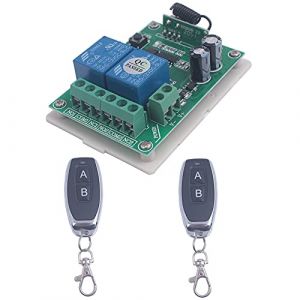 Commutateur sans fil 433Mhz Commutateur de t&eacute;l&eacute;commande sans fil DC 12V 2CH, Module de commutateurs de r&eacute;cepteur de relais &agrave; 2 canaux DC12V, Relais de bascule (12V-2 * Contr&ocirc;le &agrave; distance) (JUWUYI, neuf)
