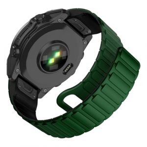 MYSNBKN 26mm Quick Fit Silicone Magnetic Strap for Fenix 8 51mm/Epix Pro 51mm/Fenix 7X/Fenix 7X Pro/Fenix 6X/Fenix 6X Pro/Fenix 5X/Fenix 5X Plus/Fenix 3/Fenix 3 HR, Soft Silicone Replacement Strap (MYSNBKN-FR, neuf)