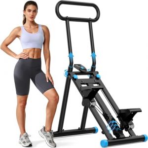 HXD-ERGO Stepper d’Escalier Pliable Fitness 2025, Appareil Cardio Maison Professionnel avec Guidon Réglable, Écran LCD, Machine d’Entraînement Complet du Corps Compacte (Negro-Azul-Ajustable) (HXD-ergo, neuf)