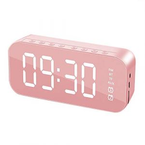 R&eacute;veil Matin Num&eacute;rique Miroir, LED, Horlogue Digitale, Chevet, 2 Niveaux de Luminosit&eacute;,12/24H, avec Ports De Charge USB, D&eacute;coration Moderne pour la Maison ou Chambre, Blanc (Rose, Mode Bluetooth) (CJjkolp, neuf)