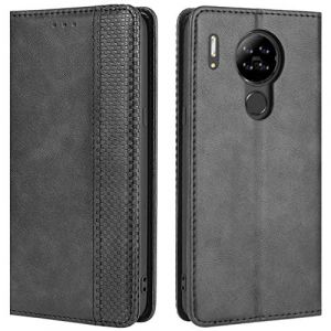 HualuBro Coque pour Blackview A80 Case, Coque Blackview A80S, Housse &agrave; Rabat en Retro PU Cuir Flip Cover Case Antichoc Magn&eacute;tique Portefeuille Etui pour Blackview A80 Coque (Noir) (HualuBro EU, neuf)