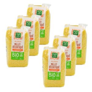 Lot 6x Millet d&eacute;cortiqu&eacute; BIO - Grain de Frais - paquet 500g (Toilinux, neuf)