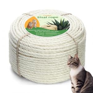 Casgee Corde en sisal pour arbre à chat - 8 mm x 100 m - Corde en sisal naturel - Corde pour arbre à chat - Corde de rechange pour arbre à chat - Corde en sisal pour arbre à chat - Remplacement - (Stllidnaly, neuf)