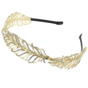 Btgghytr Bandeau pour femmes et filles en forme de plume avec strass pour voyage, prise de photos, style baroque, bandeau &agrave; cheveux pour f&ecirc;te de mariage, accessoire pour cheveux mignon (KAIlaicia, neuf)